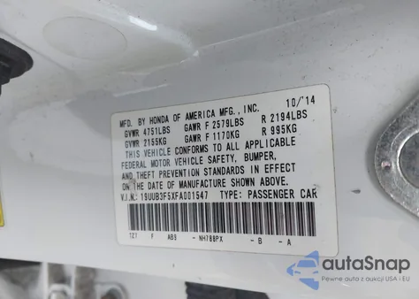 2015 Acura Tlx V6 Tech from USA, damaged, VIN 19UUB3F5XFA001547